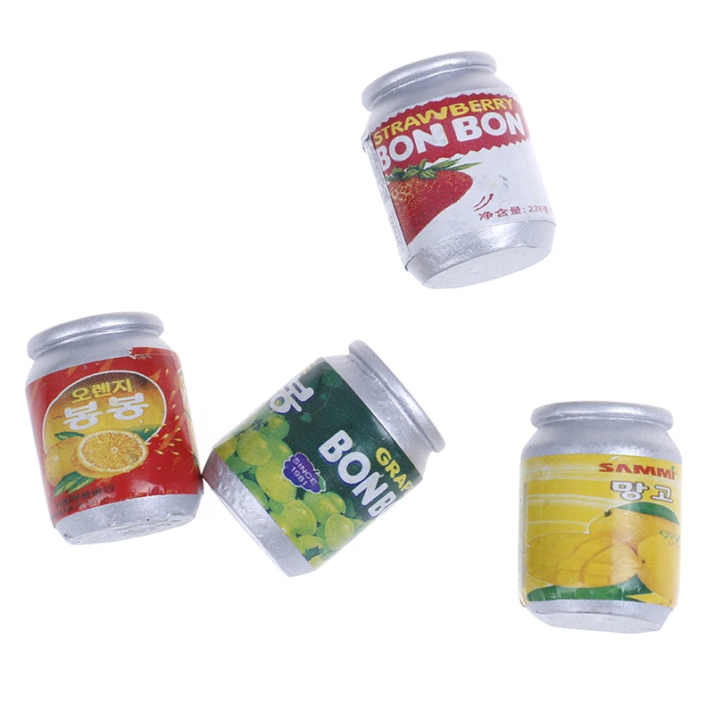 

4pcs/lot Miniature Dollhouse Furniture Drink Cans Decorations DIY Kitchen Mini Cans 1:12 Doll House