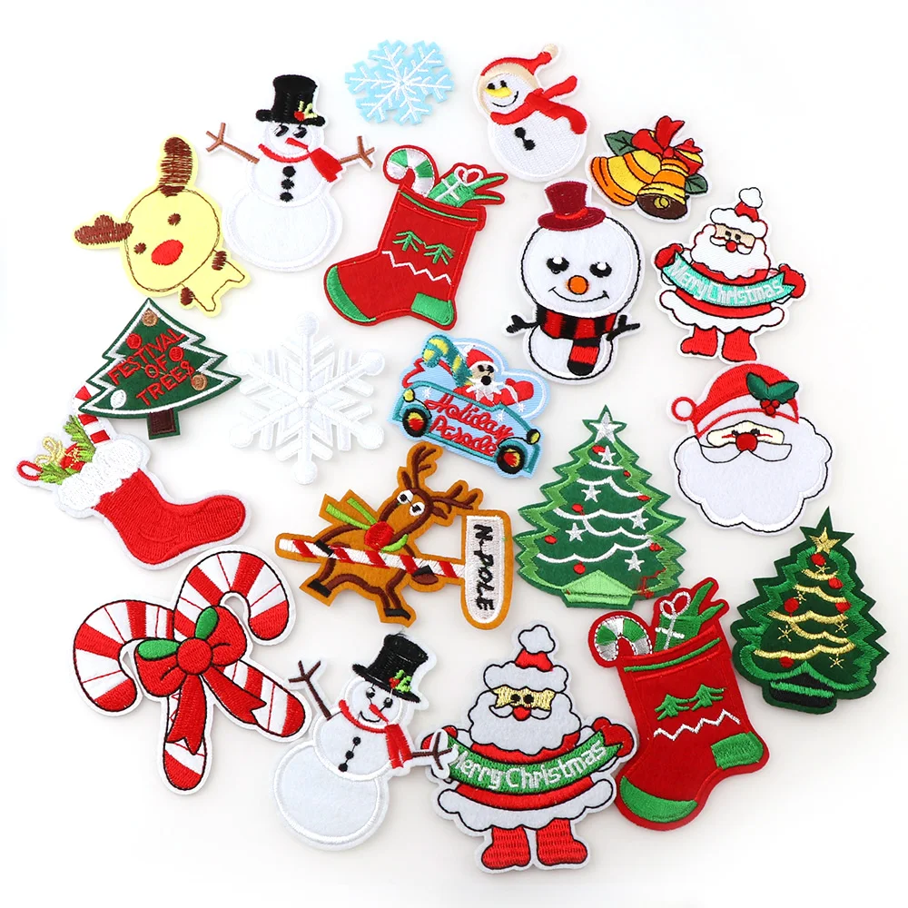 1 шт. смешанный Рождественский Набор нашивок с шляпой и бородой DIY Вышитые нашивки