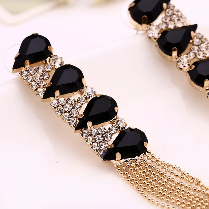 YFJEWE модные сверкающие кристаллы Висячие длинные серьги-кисточки для женщин