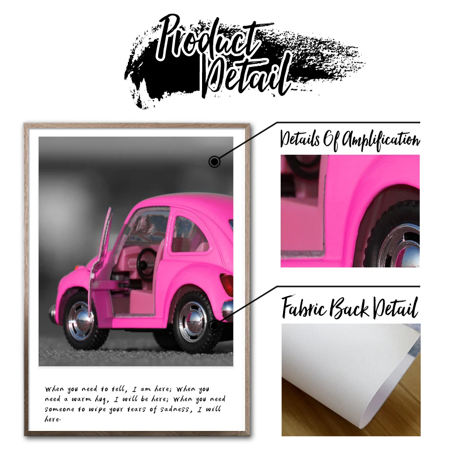 

Wall Art Canvas Painting Pink Classical Car Boat Quotes Nordic Posters And Prints Vintage Canvas Pictures For Living Room Decor