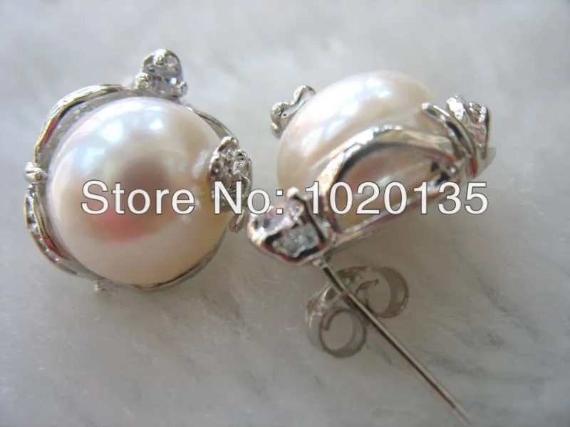 

freshwater pearl white baroque stud earrings 12-13mm