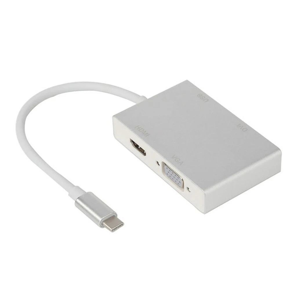 Новый 4 в 1 USB C Type к HDMI + VGA DVI USB3.0 концентратор адаптер интегратор док станция для