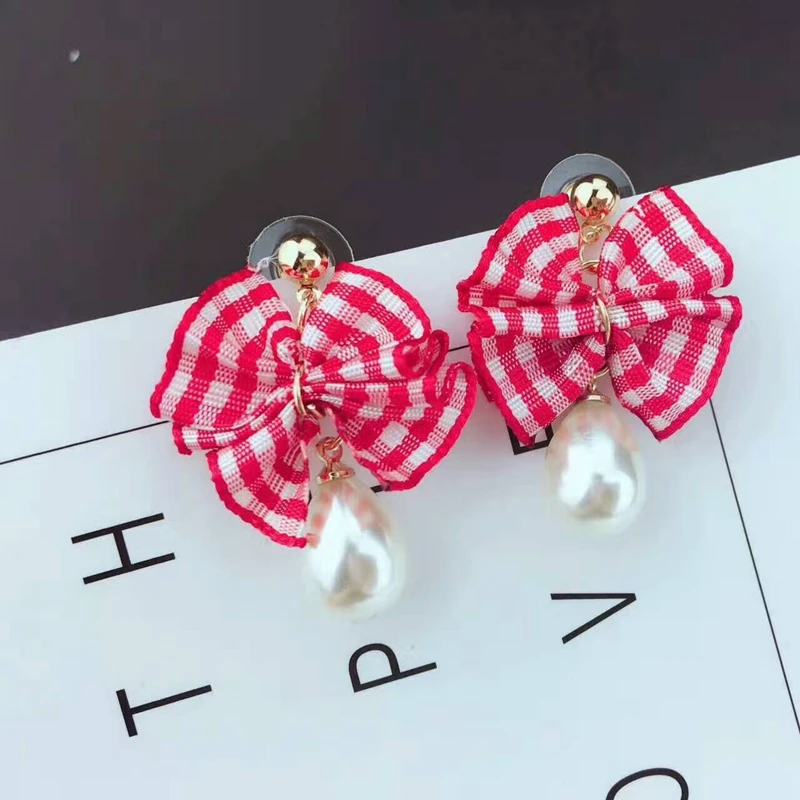 Корейский модные ювелирные изделия с бантом из ленты жемчуг кулон Для женщин