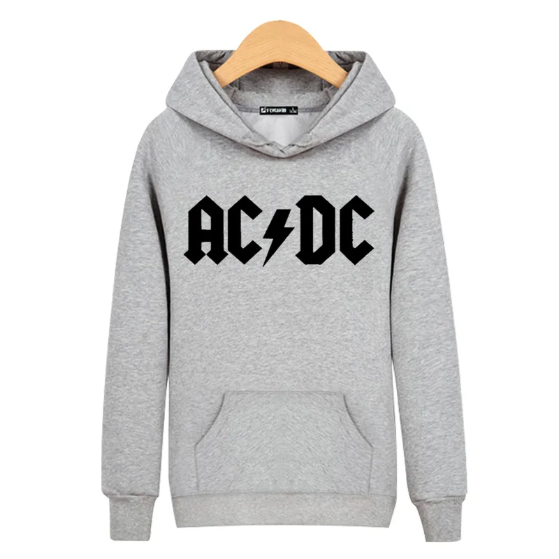 Рок Музыка AD/DC Черный/Серый С Капюшоном Толстовки Мужчин и Хип Хоп Высокого