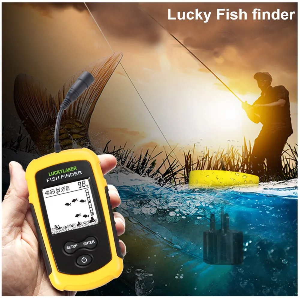 Портативный гидролокатор рыболокатор findfish LUCKY FF1108-1 рыболокатор морской сонарный преобразователь ЖК-дисплей AA батарея Fishfinder море