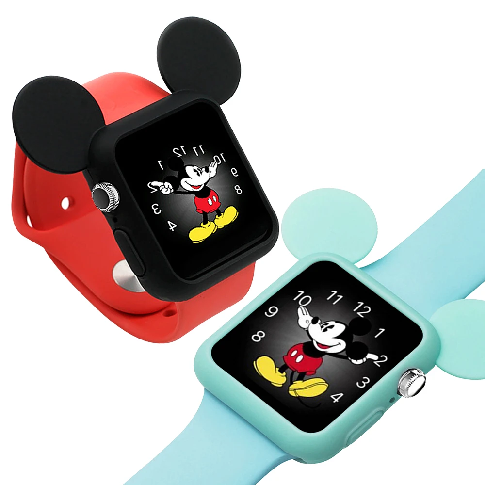 Чехол + ремешок для Apple Watch Band 42 мм 38 iwatch 4 band 44 40 силиконовый браслет с мультяшными