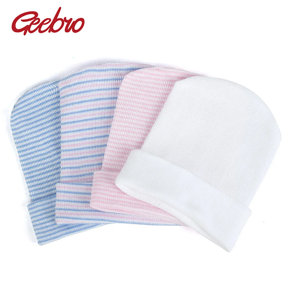 

Geebro Newborn Baby Girls Beanies Striped Warm Hats Toddler Cap Cotton Turban Wraps Infant Bonnets Caps Fashion Headwear DQ921