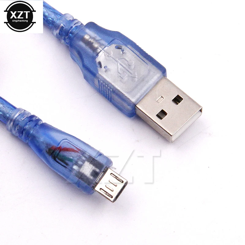 Высокоскоростной прозрачный синий прямой USB 2 0 штекер-микро штекер 5p разъем