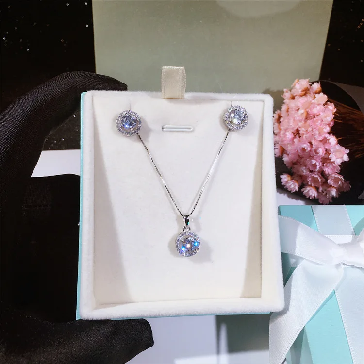 2019 New Arrival Simple Designer Classic Round Zircon Pendant Real 925 Sterling Silver Chain Necklace Quality Women | Украшения и