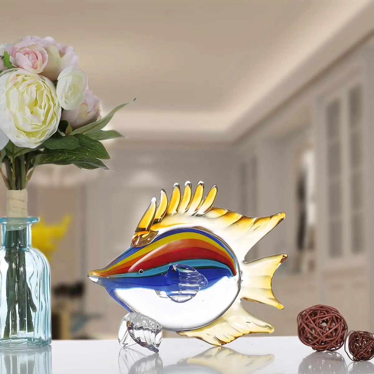 

Tooarts Tropical Featured Fish Figurine Glass Figurine Home Decor Animal Ornament Favor Gift Glass Craft For Home Office