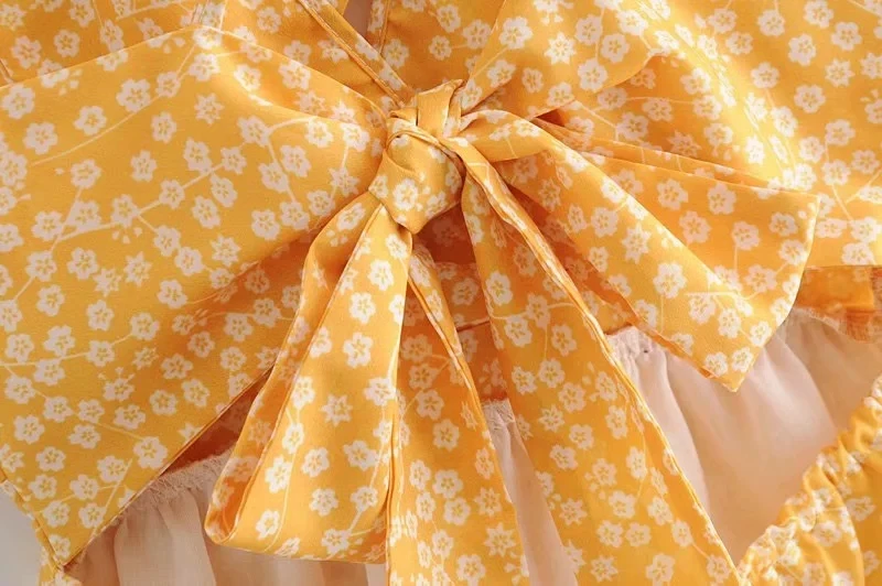 Summer rompers womens jumpsuit Sexy ruffle backless yellow playsuit Vintage boho floral beach women clothes 2019 | Женская одежда