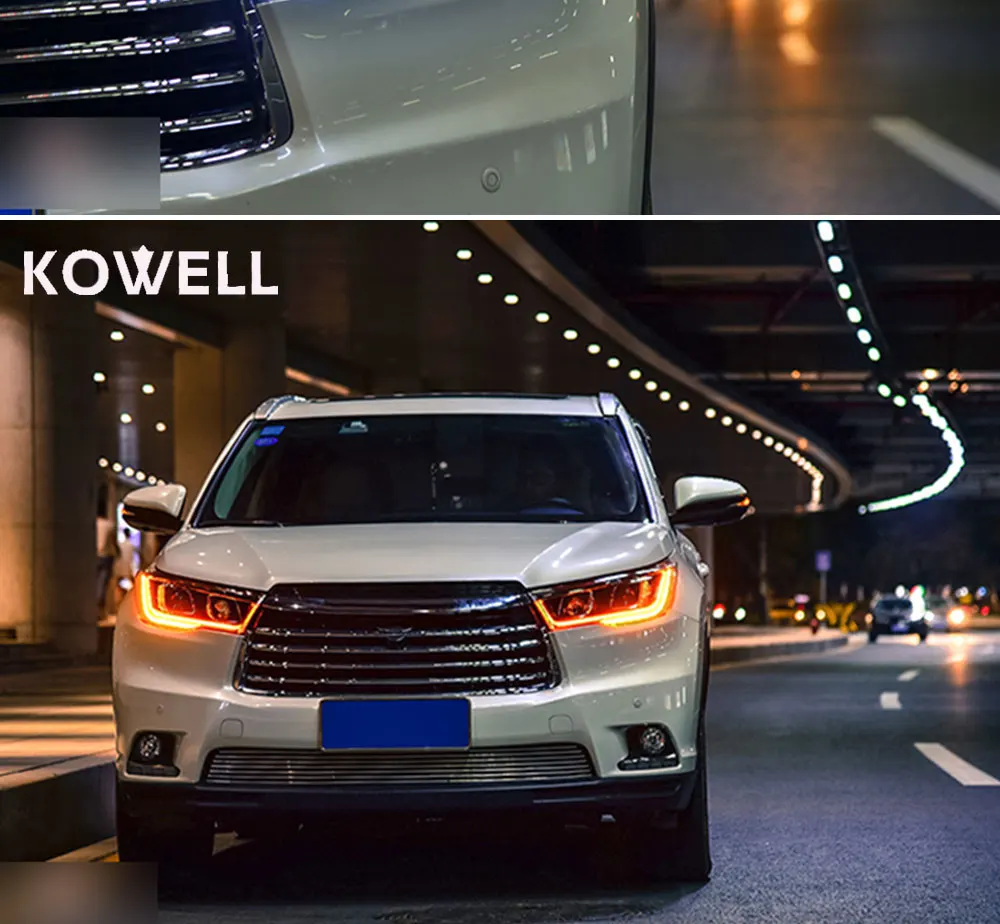 KOWELL автомобильный Стайлинг для фары Toyota HIGHLANDER для HIGHLANDER головная лампа Angel eye led DRL передний светильник Биксеноновая линза ксеноновая