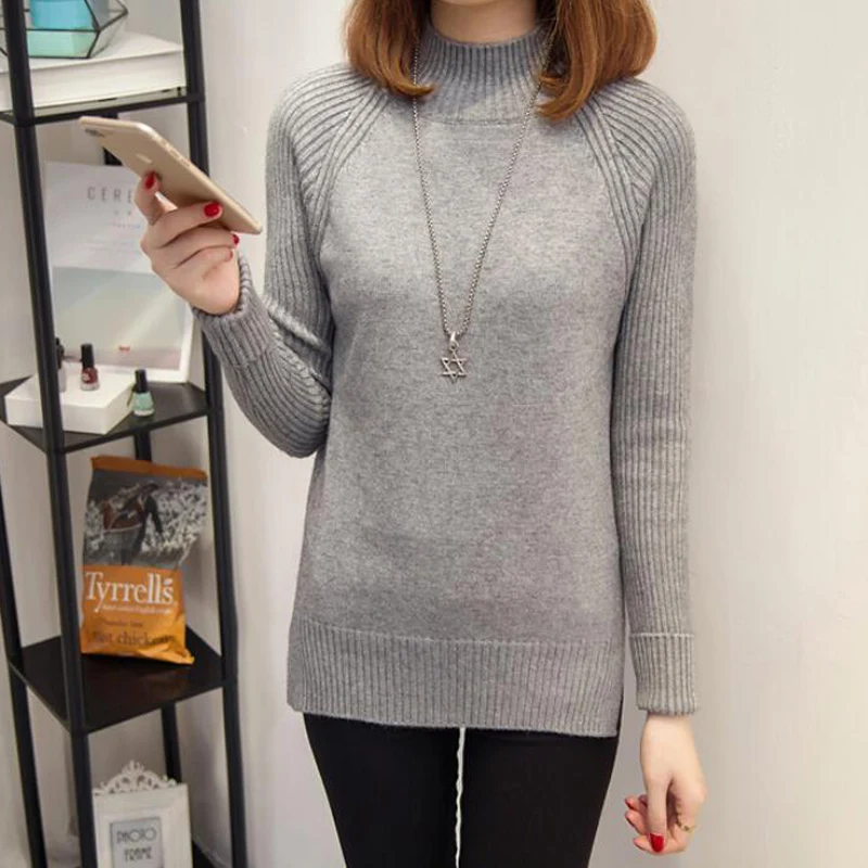 Осень 2017 г. Вязание пуловер и свитер для Для женщин длинный рукав теплый трикотаж