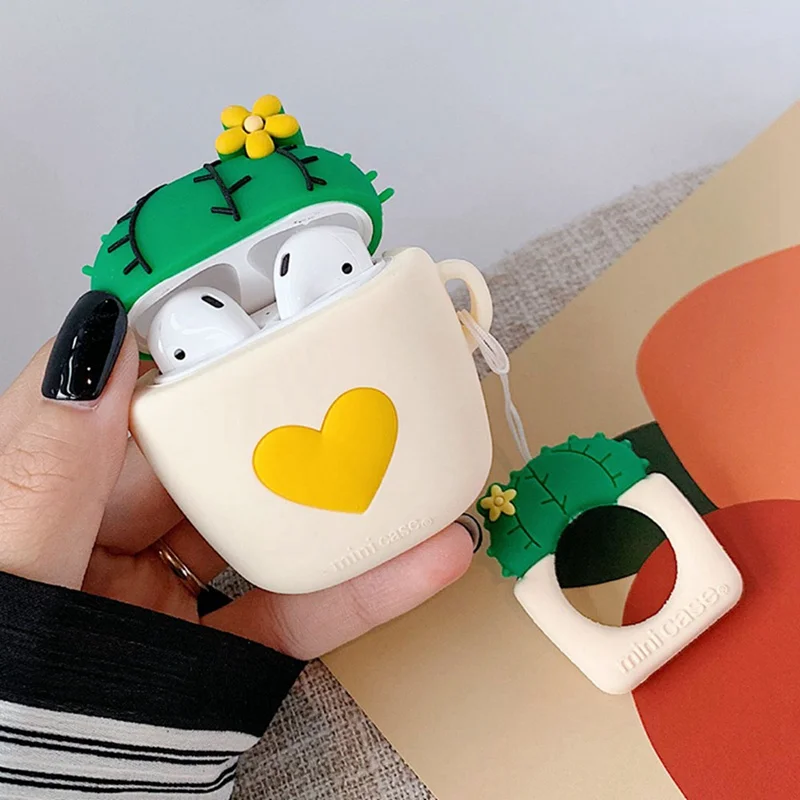 CEA5346YW Милый мягкий силиконовый чехол С КАКТУСОМ, наушники для Apple Airpods, Bluetooth, беспроводные наушники, защитный чехол - Цвет: CEA5346YW