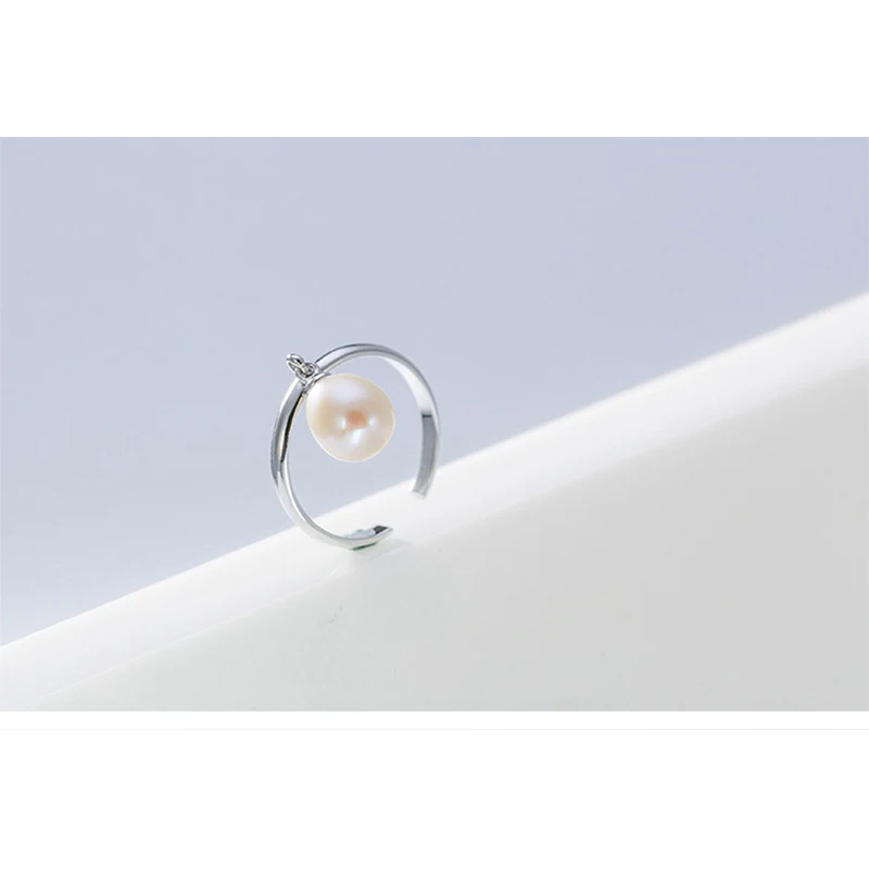 Женское регулируемое кольцо из серебра 2019 пробы с натуральным пресноводным