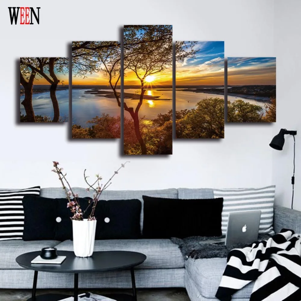 HD пейзаж 5 панель настенная живопись холст печать обрамленные картины Домашний
