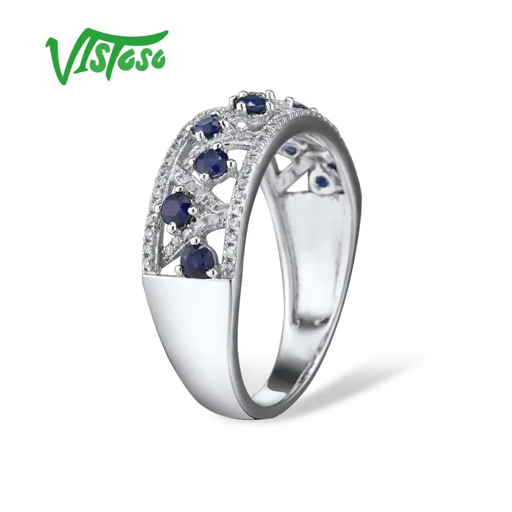 VISTOSO Подлинная 14 K кольца из белого золота для женщин сверкающие бриллианты