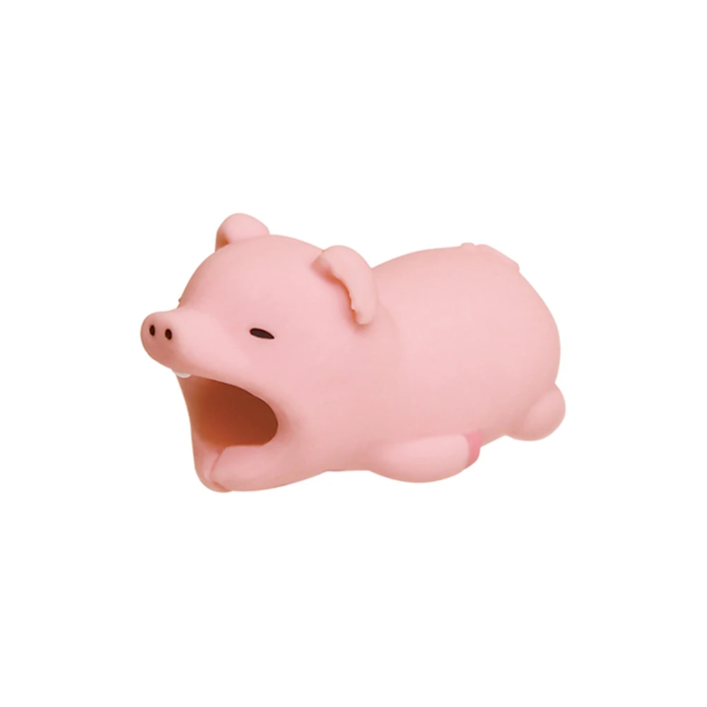 Pig Милые животные укуса моталки для iPhone USB кабель протектор Организатор Акула панда кусается кукла модель аксессуар протектор для кабеля передачи данных - Цвет: Pig