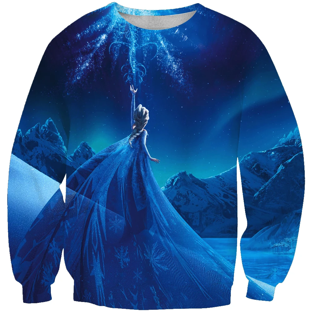 Новое поступление Модный свитшот унисекс с 3D принтом ледяной принцессы простая