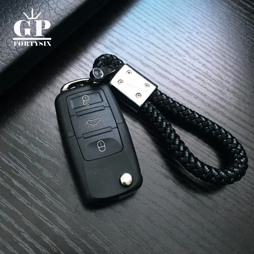 GPFORTYSIX металлический + Pu кожаный автомобильный брелок Плетеный держатель для