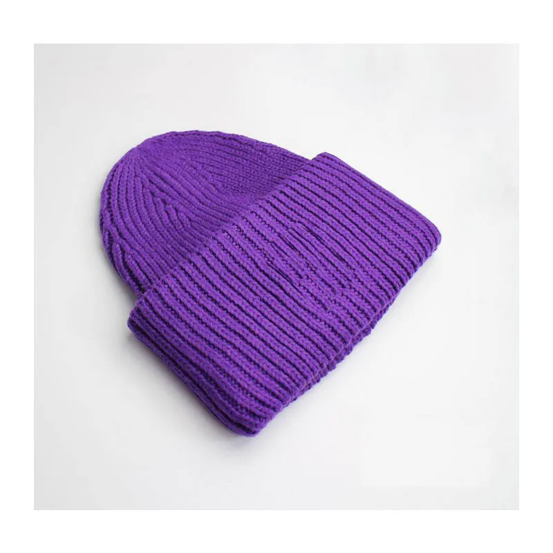 purple Зимняя Толстая шапочка, детская теплая кепка вязаная шапка, детские шерстяные шапочки, шапка с черепом для больших мальчиков, одежда для девочек, шляпы, под заказ - Цвет: purple