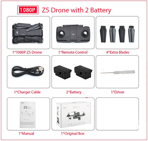 SJRC Z5 RC Дрон Профессиональный gps RTF 5G WiFi FPV 1080P камера с gps режим следования за мной RC Квадрокоптер vs XS812 MJX B5W JJPRO X5 - Цвет: 1080P 2 Battery Box