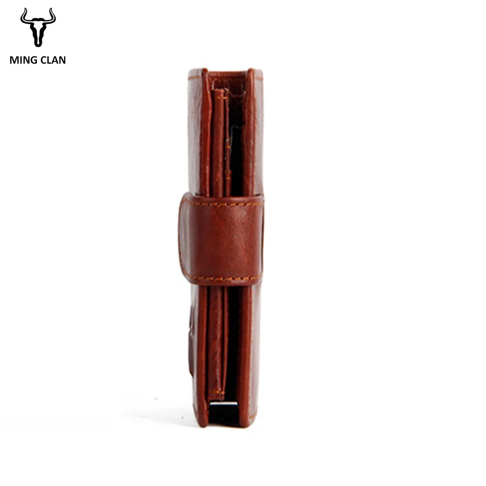 Mingclan Genuine Leather Men Purse Wallet Short Coin Purse Small Vintage Wallet Crazy Horse Card Holder Pocket Purse Men Wallets