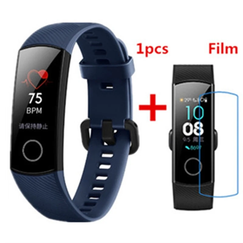 blue add film Смарт-браслет huawei Honor Band 4 Amoled 0,9" с цветным сенсорным экраном, 50 м, умный Браслет для плавания, сердечного ритма, сна - Цвет: blue add film