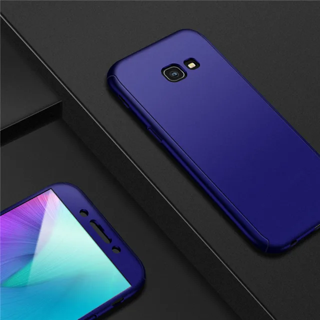 360 полный защитный чехол для телефона для samsung Galaxy A3 A5 A7 J7 J5 A6 A8 плюс чехол для samsung A5 A7 A3 чехол Крышка - Цвет: Синий