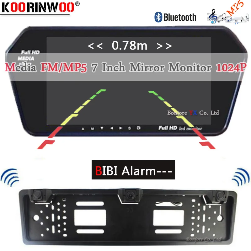 Koorinwoo ЕС мультимедиа 1024P HD 7 &quotзеркало монитор Bluetooth MP5 ВИДЕО Автомобильная камера
