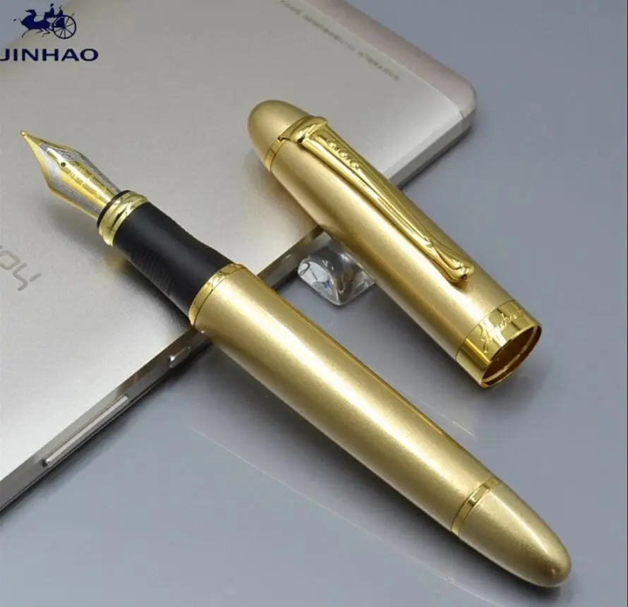 1 Gold JINHAO X450 класса люкс 0,5 или 1,0 мм наконечник Металл Китайская каллиграфия перьевая ручка, канцелярские принадлежности для офиса, школьные принадлежности, бренд ручек молочного цвета - Цвет: 1 Gold