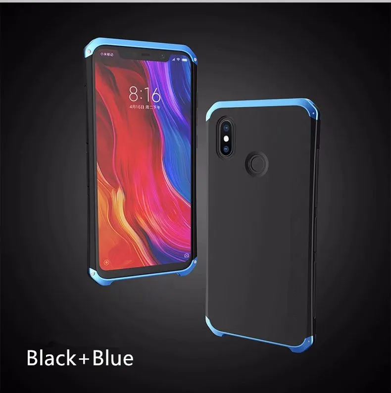 R-JUST Роскошные Доспехи чехол для Xiaomi mi6 MI8 SE Mix2 Mix2s Mi5s плюс Redmi Note 5 Pro Metal Алюминий+ сверхмощный защиты Чехол - Цвет: black blue
