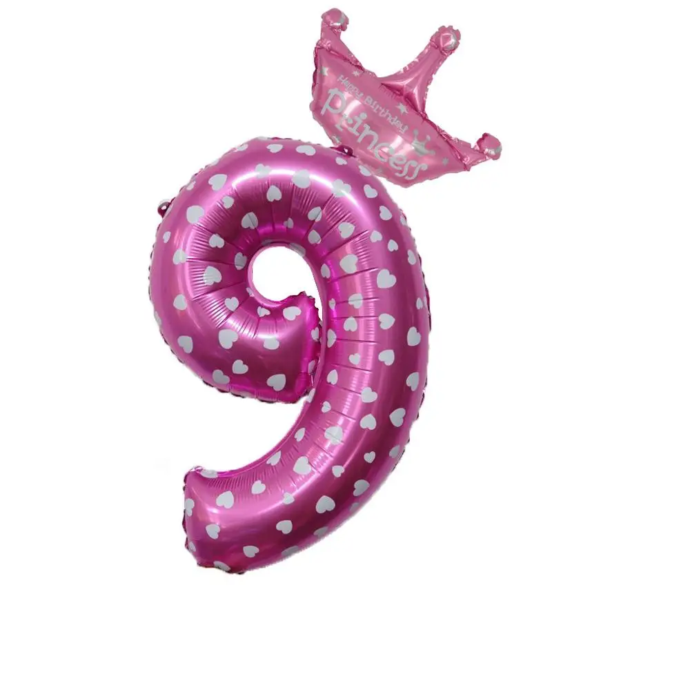 pink Number 32 дюймов Корона из розового золота номер фольги воздушные шары с днем рождения украшения дети цифра воздушные шары фигура шар Свадебный декор - Цвет: pink Number