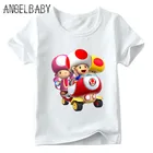 Футболка для мальчиков и девочек с мультипликационным принтом супермарио, капитан жаба, детские летние топы с коротким рукавом, Детская забавная милая детская футболка, ooo5248