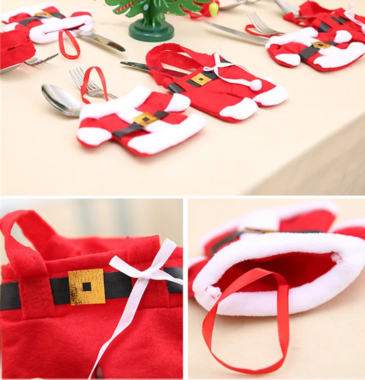 

50pcs Christmas Cutlery Bag Candy Gift Bags Cute Pocket Fork Knife Holder for New Year Table Dinner Decoration 40%