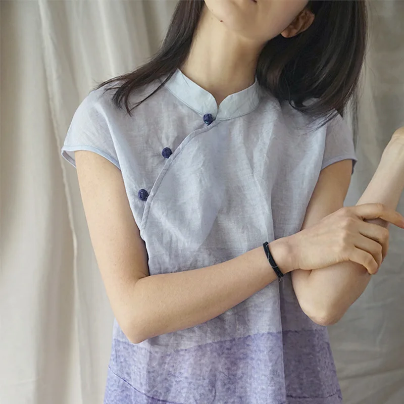 Женское платье чонсам винтажное с коротким рукавом и кнопками|Женские платья| |