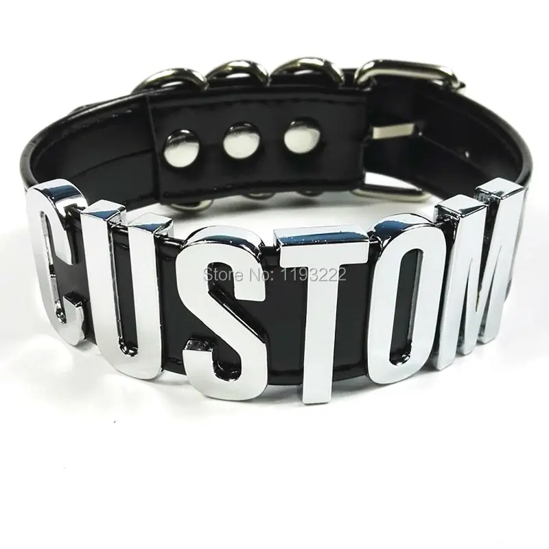 100% чокер ручной работы 35 мм Высокий воротник с надписью и именем выбирайте свое