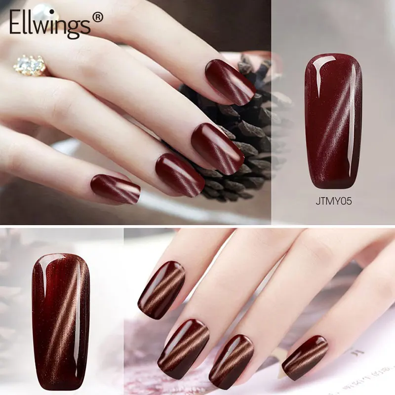 Ellwings 6 Colors 3D Caramel Cat Eyes Nail Gel Polish Soak Off UV Varnish Magnetic Effect Lacquer | Красота и здоровье