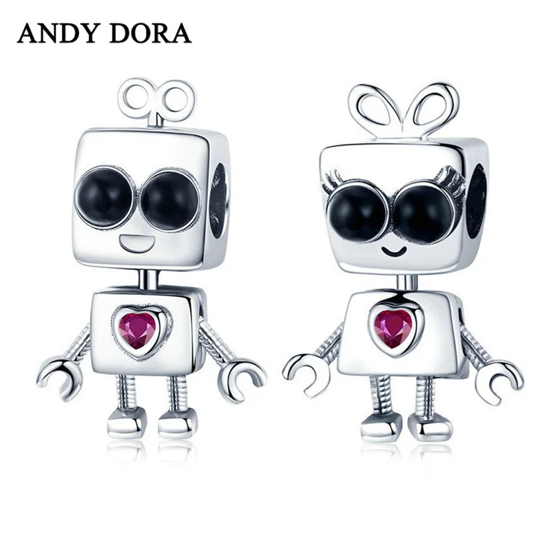 

Женский браслет из серебра 2021 пробы, с подвеской в виде милого робота