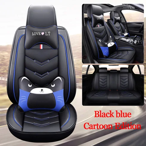 black blue-C Роскошные Чехлы для автомобильных сидений из искусственной кожи для Toyota Corolla Camry Rav4 Auris Prius Yalis Avensis SUV автомобильные аксессуары для интерьера - Название цвета: black blue-C
