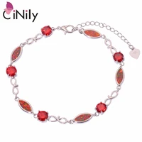 cinily fire opal orange garnet half chain bracelets silver plated fine link bracelet with stone bohemia boho jewelry woman