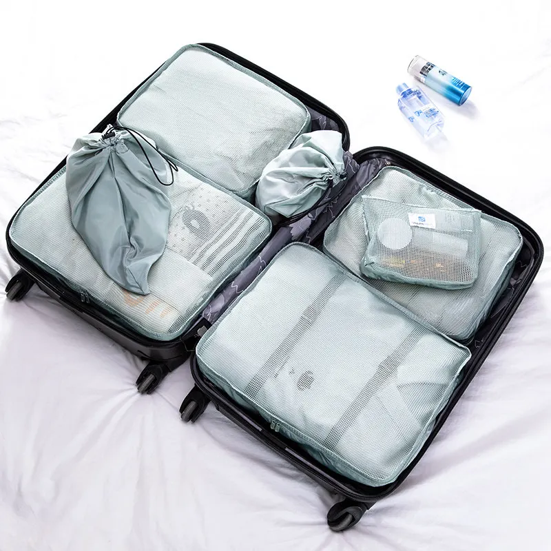 Light Green 7 шт./компл. дорожная сумка для одежды Чемодан нижнее бельё для девочек носки бюстгальтер Органайзер опрятная сумка чемодан выходные аксессуары поставок - Цвет: Light Green