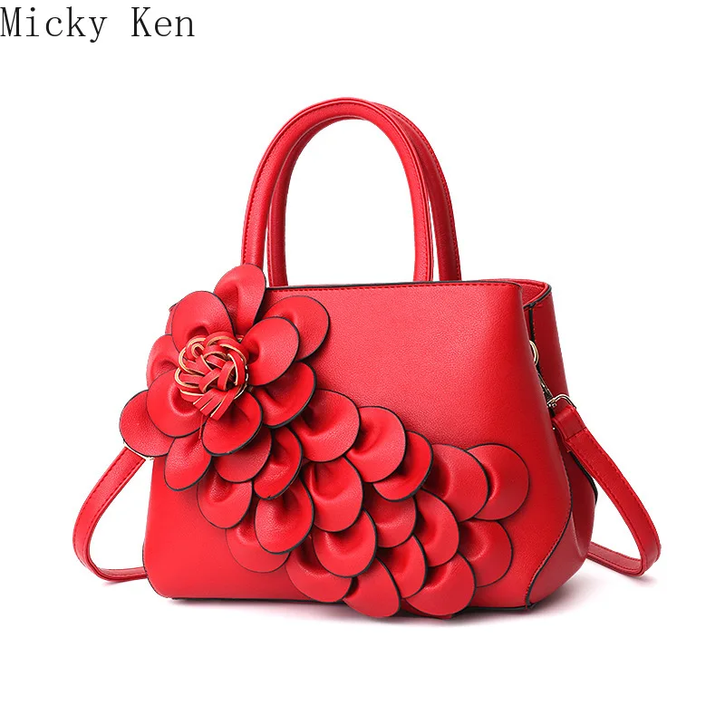 

Fashion Women's Leather Handbags Flowers Luxury Tote Bag Shoulder Bags for Women 2018 Ladies Bags Designer Sac a main femme