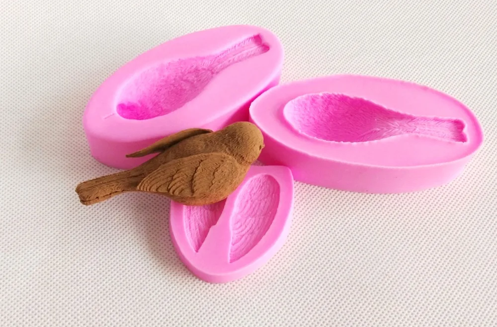 9718 3D форма на зажиме для птиц с крыльями силиконовая Fondant формочка сахарного