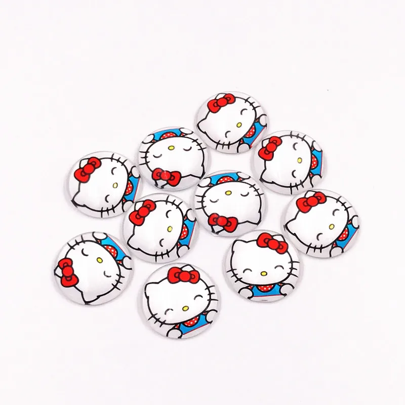 10 шт. стеклянный кабошон милый мультфильм hello kitty Круглый Камея с фотографией