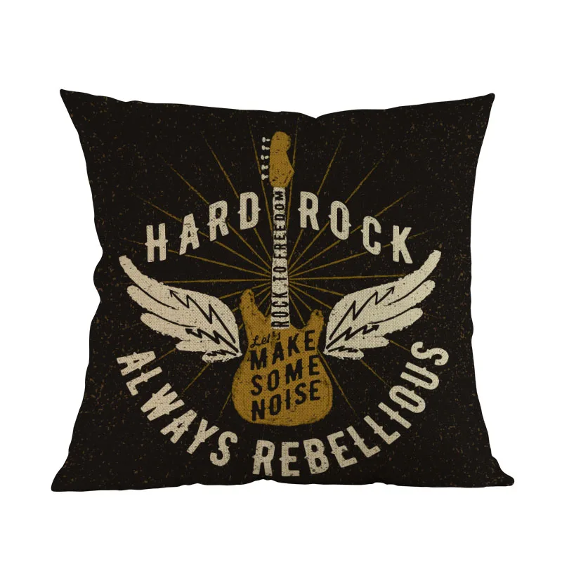 Classical Rock And Roll In Western Motorcycle Guitar Wings Hard Rebellious Letters PillowCase Home Decorative Cushion Cover | Дом и сад