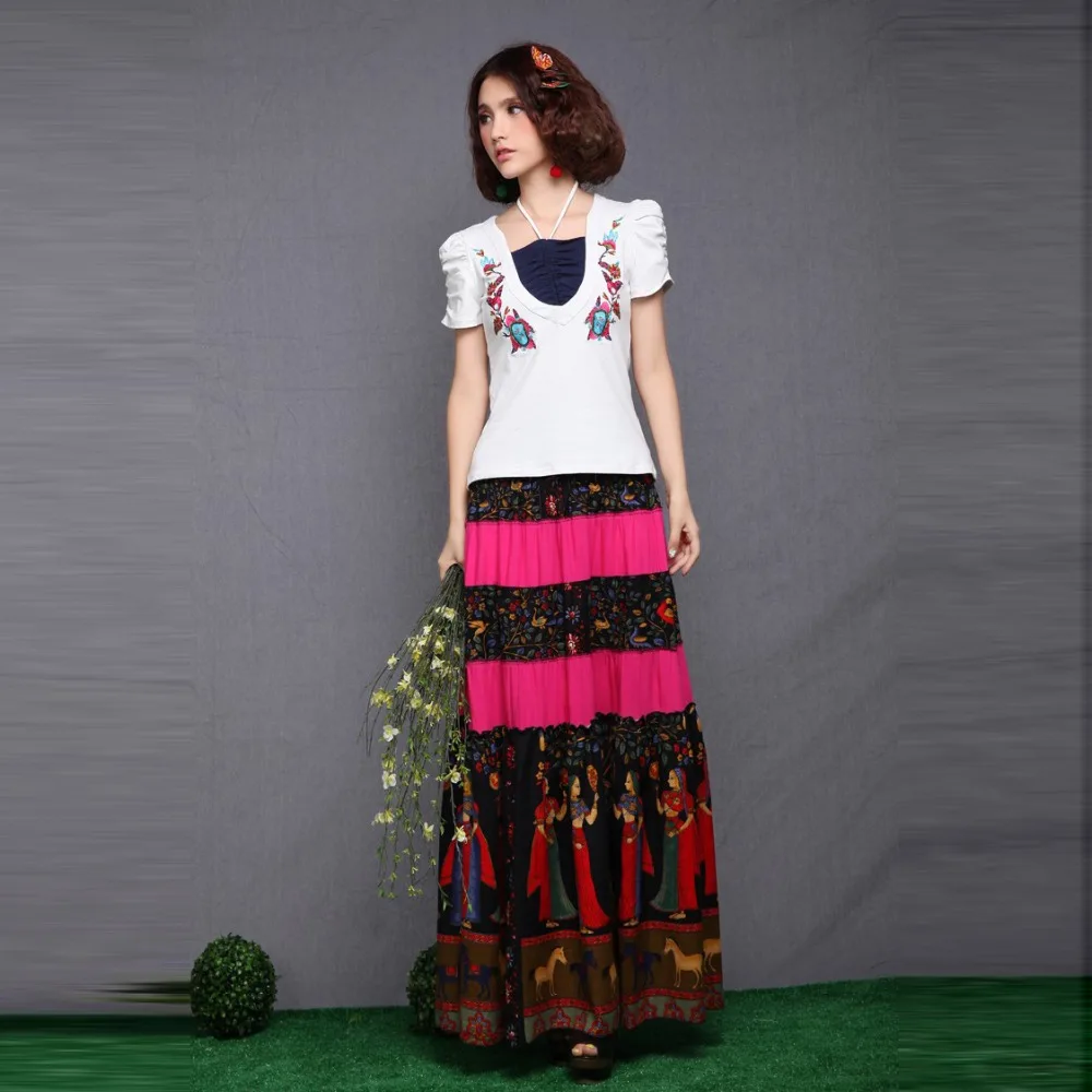 Женская длинная Плиссированная юбка Повседневная пляжная из хлопка и льна в