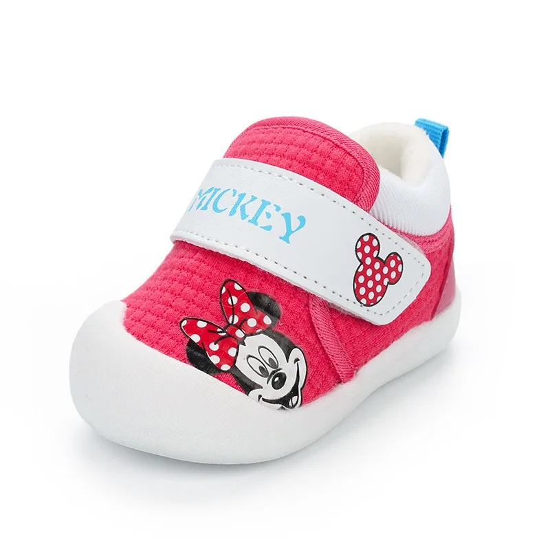 Disney/Детская Хлопковая обувь; зимняя Уличная обувь для детей; бархатная теплая нескользящая обувь с мягкой подошвой для малышей