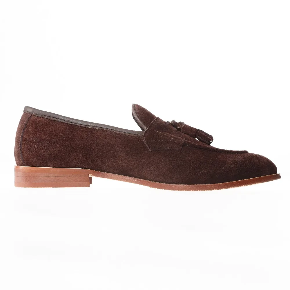 New British Mens Brown Leather Tassel Loafers Shoes Prom Suede Men Dress Fashion Casual Slippers Men's Flats Size 6.5-13 | Обувь