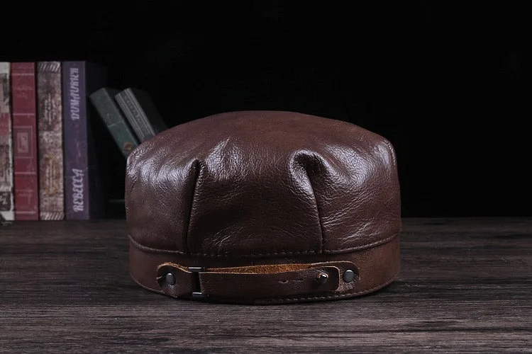 RY109 мужские темно синие Шапки из натуральной кожи с защитой от ветра и ушей теплые